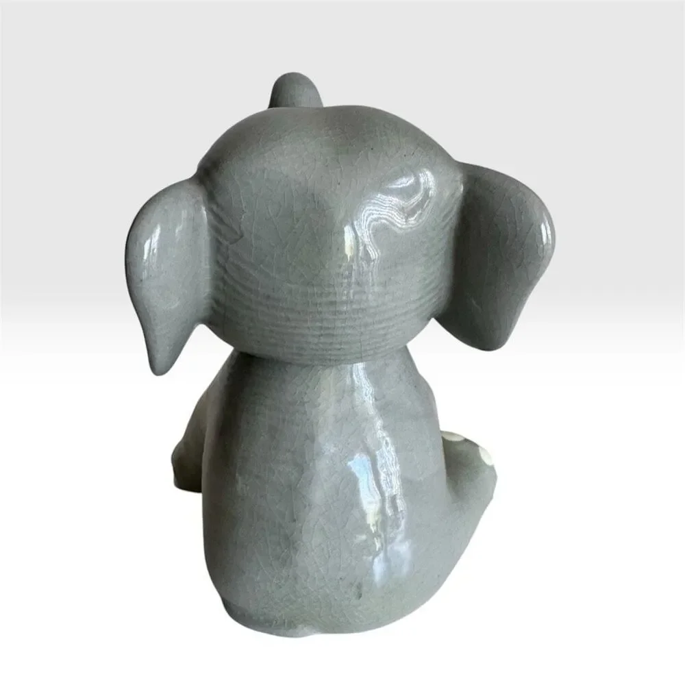 Vintage Mid-Century Ceramic Elephant Ashtray Trinket Novelty Decor Signed Alex